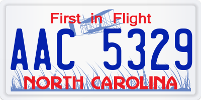 NC license plate AAC5329