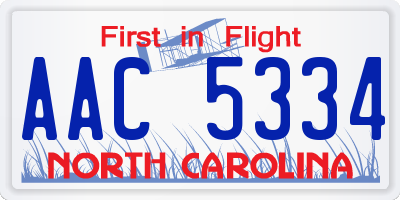 NC license plate AAC5334