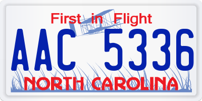 NC license plate AAC5336