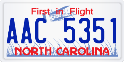 NC license plate AAC5351