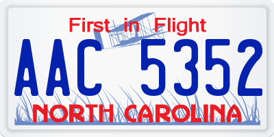 NC license plate AAC5352