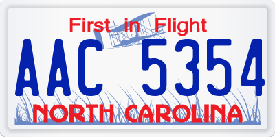 NC license plate AAC5354