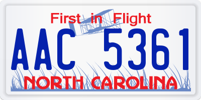 NC license plate AAC5361