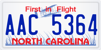NC license plate AAC5364