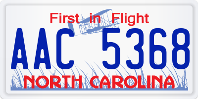 NC license plate AAC5368