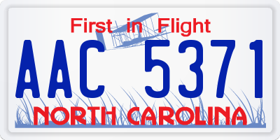 NC license plate AAC5371