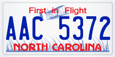 NC license plate AAC5372