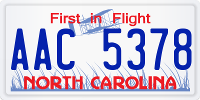 NC license plate AAC5378