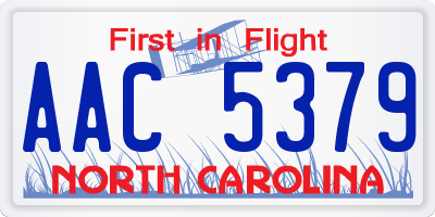 NC license plate AAC5379