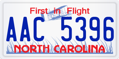 NC license plate AAC5396