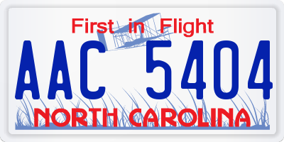 NC license plate AAC5404