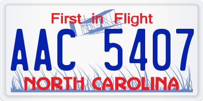 NC license plate AAC5407