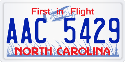NC license plate AAC5429