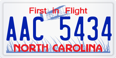 NC license plate AAC5434