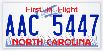 NC license plate AAC5447
