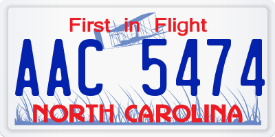 NC license plate AAC5474