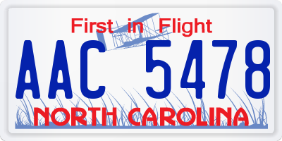 NC license plate AAC5478