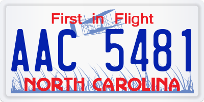 NC license plate AAC5481