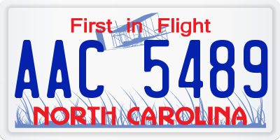 NC license plate AAC5489