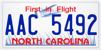 NC license plate AAC5492