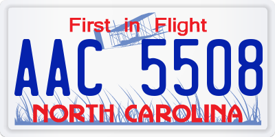 NC license plate AAC5508