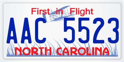NC license plate AAC5523