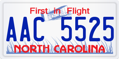 NC license plate AAC5525