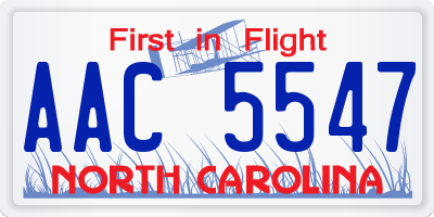 NC license plate AAC5547