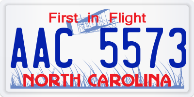 NC license plate AAC5573