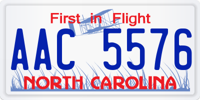 NC license plate AAC5576