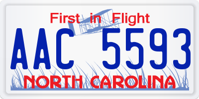 NC license plate AAC5593