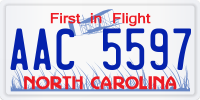 NC license plate AAC5597
