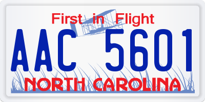 NC license plate AAC5601