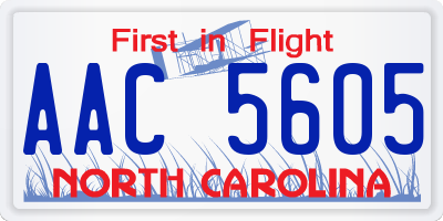 NC license plate AAC5605