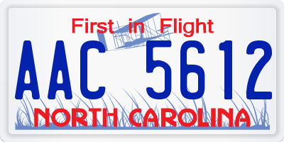 NC license plate AAC5612