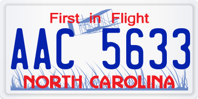 NC license plate AAC5633