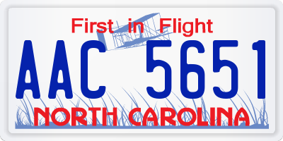 NC license plate AAC5651