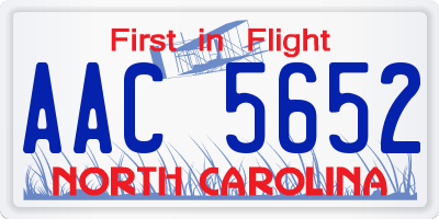 NC license plate AAC5652