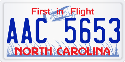 NC license plate AAC5653