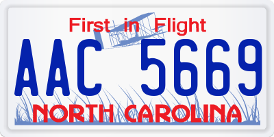 NC license plate AAC5669