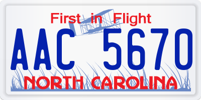 NC license plate AAC5670