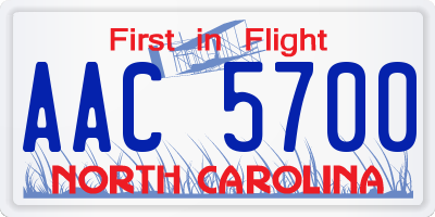 NC license plate AAC5700
