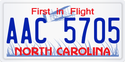 NC license plate AAC5705