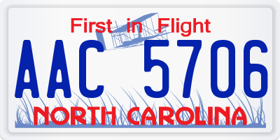 NC license plate AAC5706