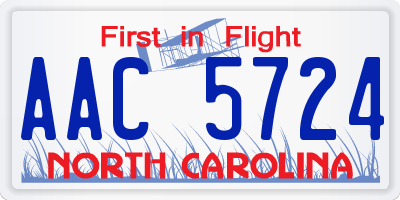 NC license plate AAC5724