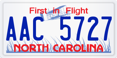 NC license plate AAC5727