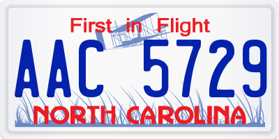 NC license plate AAC5729