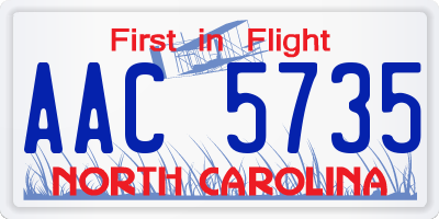 NC license plate AAC5735