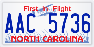 NC license plate AAC5736