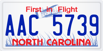 NC license plate AAC5739